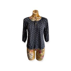 Garnet Hill top small black white blouse